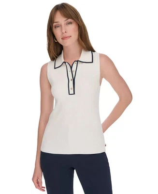 Camiseta polo sin mangas Tommy Hilfiger para mujer talla L punto acanalado Foto 1 de 3