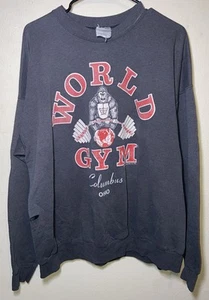 World Gym Gorilla Sweatshirt Vintage Bodybuilding 90’s USA 1996 Gray Men’s XL - Picture 1 of 24