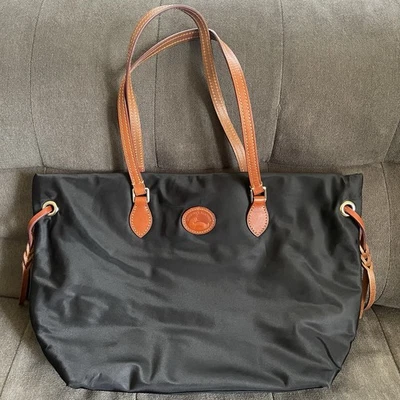 NEW Dooney & Bourke Nylon Shopper Tote Bag Braided Double Handles IN437 Black - Image 1 of 4