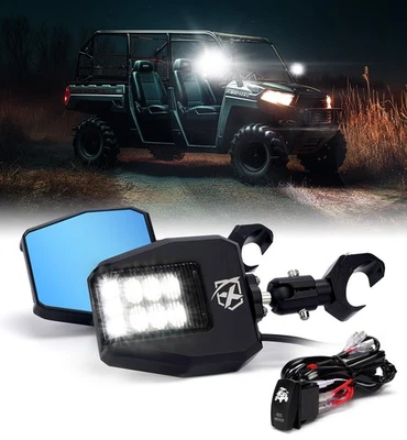 Espejos retrovisores laterales UTV ahumados con ajuste profesional para Polaris Ranger Can Am Defender Foto 1 de 4