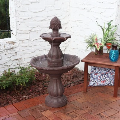 Curved Plinth Polyresin Outdoor 2-Tier Water Fountain by Sunnydaze - Image 1 of 4