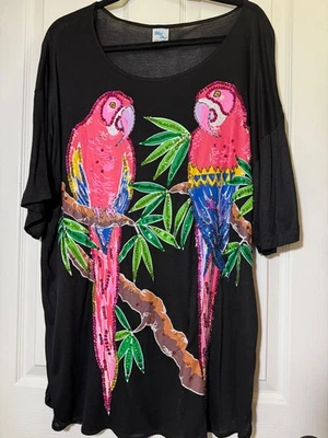 PAR DE LANTEJOULAS ROSA PINTADAS À MÃO PRETO CÉU AZUL VINTAGE ANOS 90 - Imagem 1 de 4