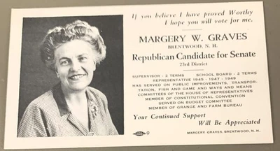 # K2531 BRENTWOOD, N.H.  POLITISCHER LÖSCHER , MARGERY W. GRAVES - Bild 1 von 2