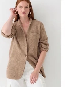 J. Suéter Blazer Cárdigan Crew Cocoon Para Mujer S Tostado Lana Merino Bolsillos Alpaca - Imagen 1 de 8