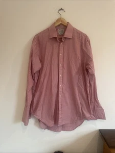 T.M.Lewin Dress Shirt Mens Size 17 Red Striped - Picture 1 of 4
