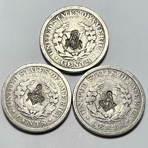 Liberty V Nickel 1883 - 1912  Free Mason Engraving Collection 5c Coin 1 Coin Cover