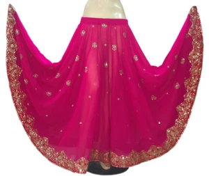 Bollywood Tanz Sari Rock Schimki Arbeit bestickt Bauchtanzrock Pailletten - Bild 1 von 5
