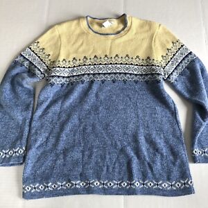 Motherhood Maternity Blue yellow Pullover Sweater Women’s Sz L A3551