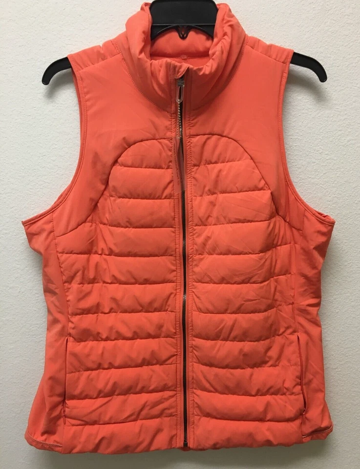 Womens Tangerine Sleeveless Reflective Taping Active Vest Papaya Size Large