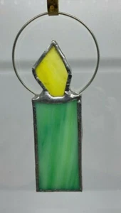 F138 Stained Glass Suncatcher Hanging Christmas Mini Candle Green - Picture 1 of 2