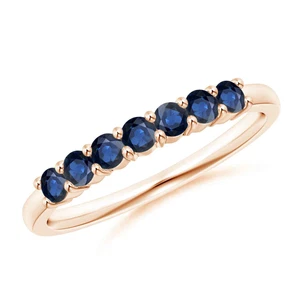 ANGARA 0.63 Ct Half Eternity Seven Stone Sapphire Wedding Ring in 14K Solid Gold - Picture 1 of 34