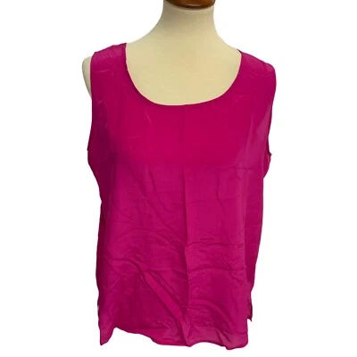 Blusa Top Para Mujer Diane Gilman 100% Seda Sin Mangas Rosa M Foto 1 de 4