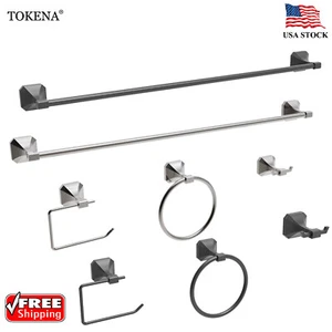 4PCS Bathroom Hardware Accessories Set Wall-Mount Stainless Steel Towel Bar Set - Picture 1 of 20