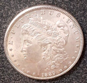 1889-P Morgan Silver Dollar, originale alta qualità luminoso $1 US Moneta - Foto 1 di 4