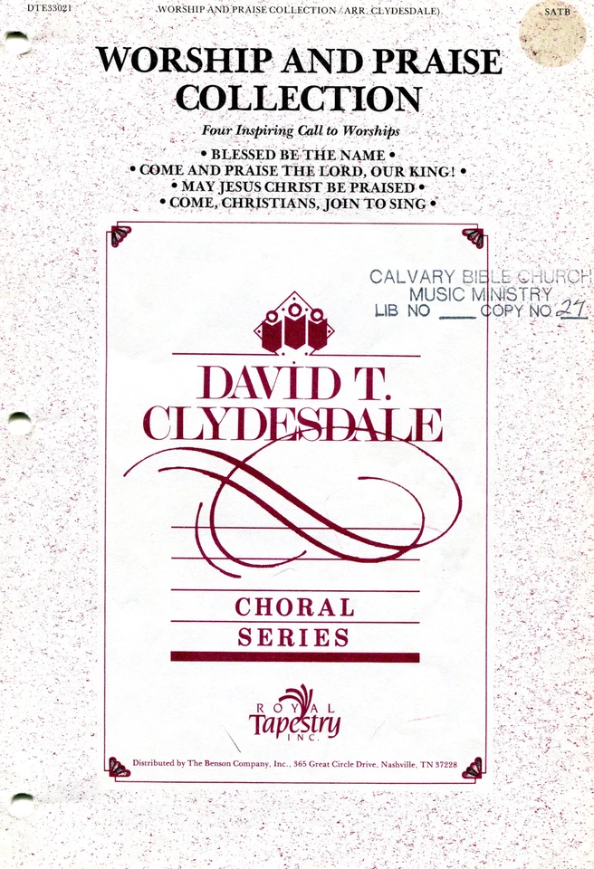 Colección de partituras de adoración y alabanza piano SATB 1985 Clydesdale Foto 1 de 1