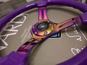 Nardi Purple Neonchrome Universal Steering Wheel Sport Grip Fast Shipping - Picture 1 of 11