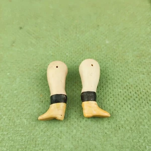 Antique porcelain dollhouse doll legs, wire fixing, 1.5", 38 mm, Germany - Picture 1 of 6
