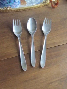 Lauffer Design 1 Germany Stainless lot 1 Teaspoon 6 1/8" 2 Dessert Forks Brushed - Picture 1 of 5