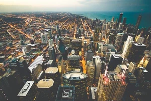 CHICAGO CITY VIEW PRINT/POSTER SATIN PHOTO PAPER OR CANVAS T581 - Picture 1 of 7