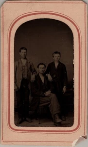 Fathee with Sons Sullen Group Antique Tintype 1860s Photo Fantastic Image - Picture 1 of 2