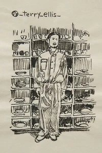 Hand-Drawn India Ink Artwork – Figure with Shelves, Inspired by _terry_ellis - Picture 1 of 2