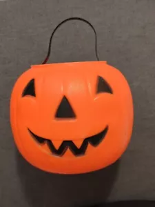 Vintage 1980 Carolina Pumpkin Jack-O-Lantern 8" Blow Mold Candy Pail Bucket - Picture 1 of 6