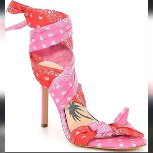 NWT Gianni Bini DANNIJO Misch Bandana Colorblock Print Ankle Wrap Bow Size 8.5 - Picture 1 of 5