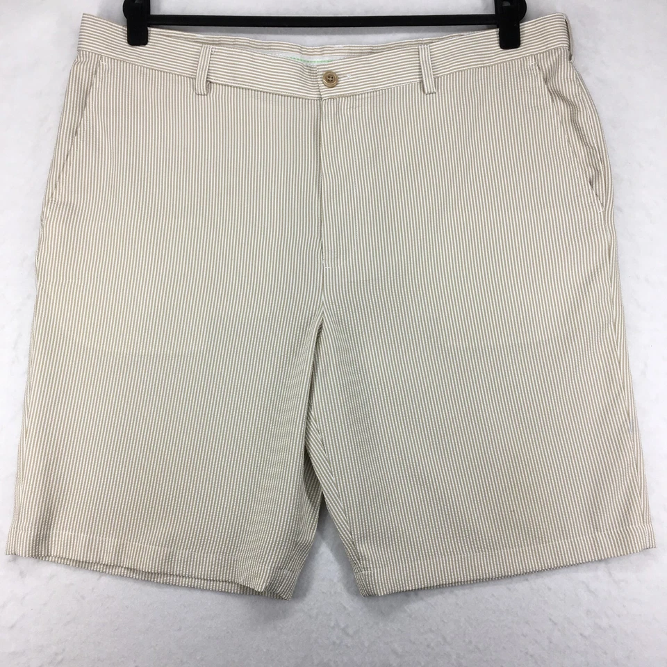 Pantalones Cortos Para Hombre IZOD GOLF Talla 42 Seersucker Rayas Beige Entrepierna 10 Tiro 13 Foto 1 de 4