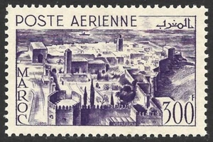 French Morocco 1951 Airmail Rabat View 300F Purple #C40 F/VF-NH - Picture 1 of 2