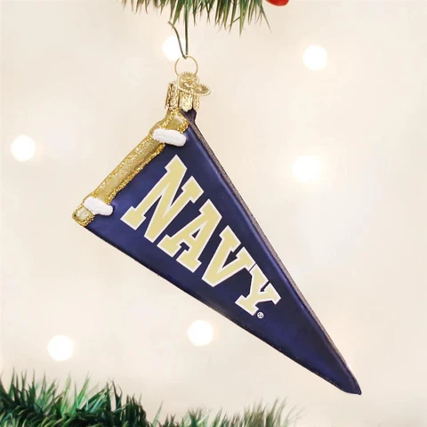 Navy Midshipmen Glass Christmas Ornament - Pennant Cover