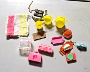 VTG Mattel Barbie Doll Accessories Lot Phone Kitchen Stereo Boombox Beach Etc - Picture 1 of 12