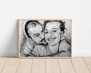 Ritratto a matita coppia regalo san Valentino - Foto 1 di 13