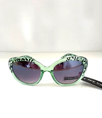 Gafas de sol verdes monturas de leopardo lentes negras para mujer nuevas Foto 1 de 4