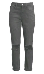 No Boundaries Juniors' Super High Rise Destructed Mom Jeans Black Juniors Size 7 - Picture 1 of 5