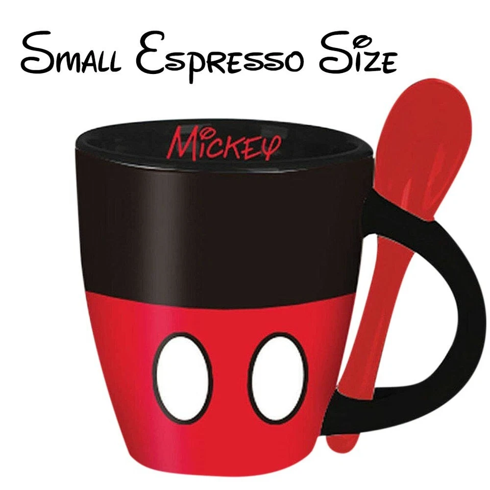 Taza de café espresso con cuchara negra Mickey Mouse Foto 1 de 1