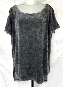 We The Free by Free People Oversized grau Crushed Samt Hi-Lo S/S Tunika Shirt M - Bild 1 von 3
