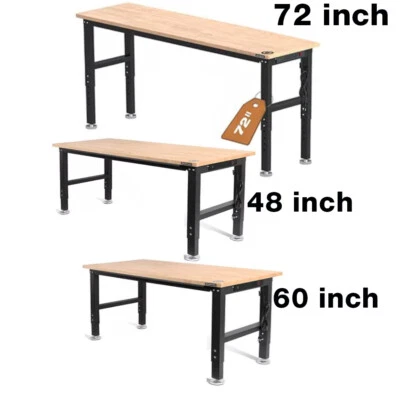 WORKPRO Banco de Trabajo Ajustable 72"/48''/60" Estación de Trabajo Resistente Goma Madera Superior Foto 1 de 4