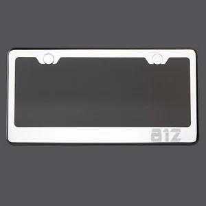 Mirror Chrome License Plate Frame 812 Laser Engraved Metal Screw Cap - Foto 1 di 8