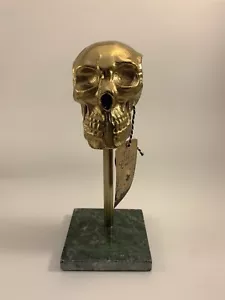 Statuina Streghi Artigiani, Teschio Oro su Base in Marmo - Foto 1 di 8