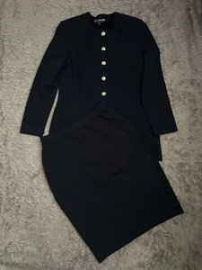 St. John Basics schwarz Santana Strickrock Jacke Set Anzug Größe 8 - Bild 1 von 8
