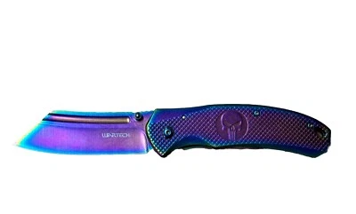 Wartech Assisted Open Framelock Cleaver - Faca de bolso com cabo de caveira/arco-íris - Imagem 1 de 4
