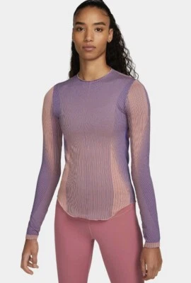 $95 NUEVO Top Nike Yoga Dri-FIT ADV Mujer Manga Larga Reveal DQ5603-430 Pequeño Foto 1 de 4