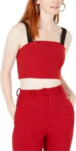 Line & Dot Women's Rosey Cropped Tank Top Bralette Lightweight LT2380W Red SZ M - Picture 1 of 2