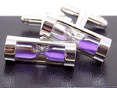 Gemelos de reloj de arena púrpura para hombre, ¡con caja de regalo de terciopelo negro! Foto 1 de 4