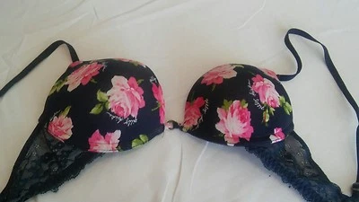 Gilly Hicks Navy Blue Floral Push Up Bra Sz 32B - Image 1 of 3