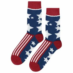NWT Simple American Flag Dress Socks Novelty Men 8-12 Crazy Fun Sockfly - Picture 1 of 4