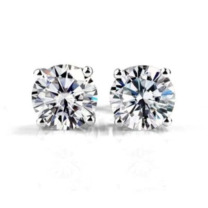 Sale! 1.00Ct D/VS1 Round lab grown Diamond stud earring White Gold - Push Back - Picture 1 of 11