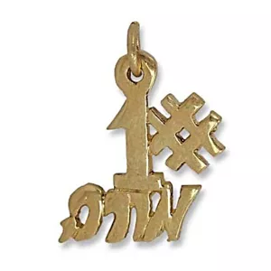 Jüdischer Schmuck 14K Gold " #1 מורה " (Lehrer) auf Hebräisch 0,84g - 19mmH x 11mmB - Bild 1 von 1
