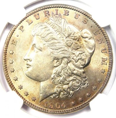 Moneda de $1 dólar de plata Morgan 1904-S - NGC detalle sin circular (UNC MS) - ¡Rara! Foto 1 de 4