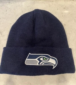 NWOT Seattle Seahawks NFL Football Knit Cap Beanie Hat Adult Blue Cuffed NEW - Picture 1 of 6